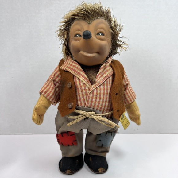 VTG Mecki Steiff Hedgehog Doll Large 10 Inch Germany 1950's Plush Stuffed RARE - Picture 1 of 12